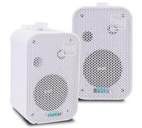Pyle Altavoz exterior Bluetooth, altavoz exterior de 200 W, resistente al agua, juego de 2 unidades, caja de música para exteriores, altavoz de pared Bluetooth, sistema de música para piscina, terraza
