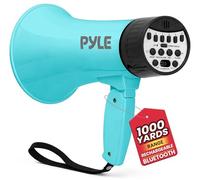 Pyle Altavoz megáfono de 30 W, megáfono Recargable con Correa para el Hombro, Sirena, Bluetooth y Cambiador de Voz, Rango de 1000 Yardas, grabación y reproducción, diseño Resistente a la Intemperie