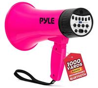 Pyle Altavoz megáfono de 30 W, megáfono Recargable con Correa para el Hombro, Sirena, Bluetooth y Cambiador de Voz, Rango de 600 Yardas, grabación y reproducción, diseño Resistente a la Intemperie