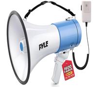 Pyle Altavoz megáfono de 50 W con micrófono, megáfono de megáfono Fuerte con Sirena y Volumen Ajustable, Mega teléfono Hailer Fuerte, Uso en Interiores y Exteriores, Recargable, policía