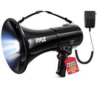 Pyle Altavoz megáfono PA Compacto portátil con Sirena de Alarma y Volumen Ajustable, bocina Toro Ligera de Mano de 50 W, con micrófono, Entrada AUX para MP3 y batería Recargable, Uso en Interiores y
