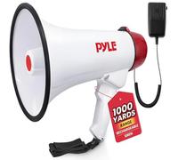 Pyle Altavoz megáfono PA Recargable, bocina de 40 W con Sirena, Entrada AUX, función de grabación y Rango de 900 m, Altavoz de Mano Fuerte para Entrenadores, animadoras, Ejercicios de Seguridad y