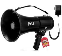 Pyle Altavoz megáfono portátil de 50 W, sirena de alarma, volumen ajustable de hasta 1700 yardas, entrada auxiliar y reproducción USB/TF, ligero para actividades en interiores y exteriores, ejercicios