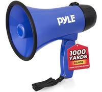 Pyle Altavoz megáfono portátil Sirena Bullhorn, Compacto y Funciona con Pilas con 20 W de Potencia, 2 Modos, Sonido PA y Mango Plegable para animadoras, Deportes, policía, niños y más, Color Azul