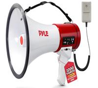Pyle Altavoz megáfono Recargable con Sirena, Bullhorn de 50 W con Altavoz, para música, Silbato y grabación de megáfonos de animación, para Entrenador de fútbol y artículos Esenciales para el día del