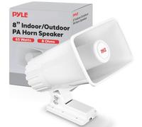 Pyle Altavoz PA para Interiores y Exteriores, PA portátil de 20 cm con impedancia de 8 ohmios, Potencia máxima de 65 W, Soporte de Montaje, Hardware Incluido, Blanco - Altavoz para Eventos, escuelas