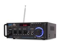 Pyle Amplificador de Potencia estéreo inalámbrico Bluetooth - Sistema Receptor estéreo de Audio de Doble Canal de 200 W con RCA, USB, SD, Mic IN, Radio FM, para Entretenimiento de Cine en casa a