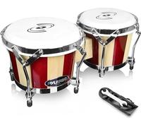 Pyle bongo conjunto, Par hecho de madera a mano, 6.5” x 7.5”, Percusion