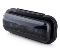 Pyle Funda Estéreo Marina Resistente al Agua - Protector de Radio para Barco de Alta Resistencia de Color Ahumado con Puerta Elevable y Junta de Montaje con Resorte Incluida