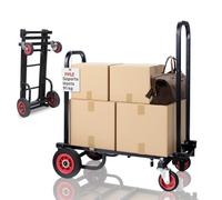PYLE Carretilla Plegable, Carro de Transporte Compacto con Ruedas, Convertible, 8 en 1, Resistente, Carrito de Mano Auxiliar de Carga con Plataforma, Expandible de 59 hasta 94 cms
