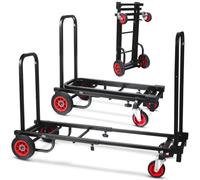 Pyle Carro de Equipamiento - Carro Compacto Plegable Ajustable Resistente, camión de Saco 8 en 1, camión de Plataforma, Carrito con Ruedas R-Trac, Negro