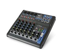 Pyle Consola de placa de sonido mezcladora de audio profesional, interfaz de sistema de escritorio con 6 canales, USB, Bluetooth, entrada de computadora digital MP3, alimentación fantasma de 48 V