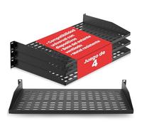 PYLE Estantería Rack, Bandeja 19” para Servidor, Pack de 4, Estantes ventilados para Buena circulación del Aire, De Montaje en Pared, Soporte de Ordenador, Equipos de Red, hasta 50kgs
