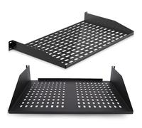 PYLE Estantería rack 19”. Bandeja, para servidor. Estantes ventilados para buena circulación de aire. De montaje en pared. Compatible, soporte de ordenador. Incluye 1U + 2U. 2 Piezas