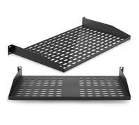 Pyle Estantería Rack. Bandeja 19” para Servidor. Estantes ventilados para Buena circulación del Aire, De Montaje en Pared. Soporte de Ordenador, Compatible, Universal. Pack de 2 Piezas. Negro