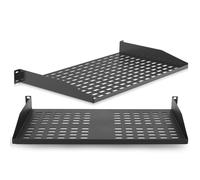 PYLE Estantería Rack. Bandeja 19” para Servidor. Estantes ventilados para Buena circulación del Aire, De Montaje en Pared. Soporte de Ordenador, Compatible, Universal. Pack de 2 Piezas. Negro