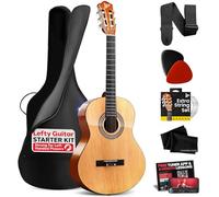 Pyle Guitarra acústica de 6 cuerdas, izquierda, marrón brillante (PGACLS82LFT.9)