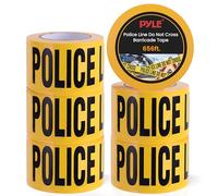 Pyle - Juego de 6 Cintas de Seguridad para barricadas de línea policial, Rollo de Cinta de 656 pies de Largo, Adecuado para una Amplia Gama de Aplicaciones, Incluyendo Obras de Carretera, Eventos y