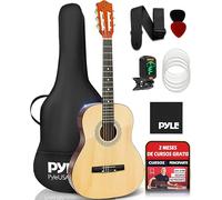 Pyle kit de guitarra acustica clasica, 3/4 Tamaño juvenil, 36”, Para principiantes, Niños, Adultos, Accesorios incluidos, Acabado mate natural