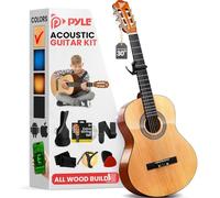Pyle Kit de guitarra acústica para principiantes, 1/4 de tamaño junior, instrumento de cuerda de nailon con cejilla, correa, juego de cuerdas extra, bolsa de concierto, guitarras para principiantes
