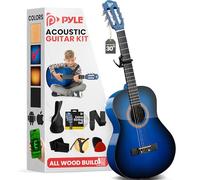 Pyle Kit de guitarra acústica para principiantes, 1/4 de tamaño junior, instrumento de cuerda de nailon con cejilla, bolsa de concierto, correa, juego de cuerdas extra, guitarras para principiantes,