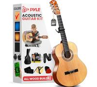 Pyle Kit de guitarra acústica para principiantes, 4/4 de tamaño completo, instrumento de cuerda de nailon con cejilla, correa, juego de cuerdas extra, bolsa de concierto, guitarras para principiantes,