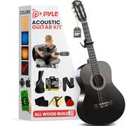 Pyle Kit de guitarra acústica para principiantes, 4/4 de tamaño completo, instrumento de cuerda de nailon con cejilla, bolsa de concierto, correa, juego de cuerdas extra, guitarras para principiantes,