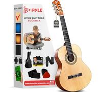 Pyle Kit de Guitarra Acústica para Principiantes - Diestro, 1/2, Fresno natural