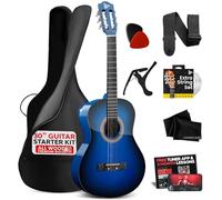 Pyle Kit de Guitarra Acústica para Principiantes - Diestro, 1/4, Azul burst brillante