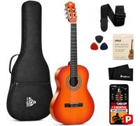 Pyle Kit de Guitarra Acústica para Principiantes - Diestro, 3/4, Cherry burst brillante