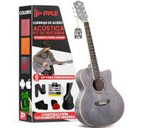 Pyle Kit de Guitarra Acústica para Principiantes - Diestro, 3/4, Gris crepúsculo mate