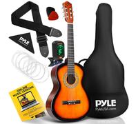 Pyle Kit de Guitarra Acústica para Principiantes - Diestro, 3/4, Sapeli