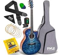 Pyle Kit de Guitarra Acústica para Principiantes - Diestro, 4/4, Azul burst