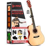 Pyle Kit de Guitarra Acústica para Principiantes - Diestro, 4/4, Fresno natural