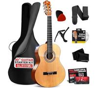 Pyle Kit de guitarra acústica para principiantes, tamaño junior 1/4, cuerdas de nailon, con cejilla, correa, juego de cuerdas extra y bolsa de concierto
