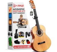 Pyle Kit de guitarra acústica para zurdos, 1/4 tamaño junior, instrumento de cuerda de nailon con cejilla, correa, juego de cuerdas extra, bolsa de concierto, guitarras para principiantes, adultos y