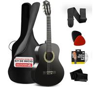 Pyle Kit de Guitarra acustica, ½ Tamaño Juvenil, 34”, para Principiantes, Niños, Adultos, Incluye Correa de Transporte, Paño de Limpieza, Aplicación de afinador