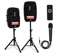 Pyle Sistema de PA Portátil Inalámbrico - 1800W Altavoz Bluetooth de Alta Potencia Activo + Pasivo para Uso en Exteriores con USB SD MP3 AUX - Montaje de 35mm, 2 Soportes, Micrófono, Control Remoto