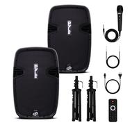 Pyle Sistema de PA Portátil Inalámbrico - 1800W Altavoz Bluetooth de Alta Potencia Activo + Pasivo para Uso en Exteriores con USB SD MP3 AUX - Montaje de 35mm, 2 Soportes, Micrófono, Control Remoto