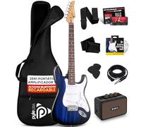 Pyle Set de Guitarra Eléctrica de Tamaño Completo con Amplificador de 5W, Estuche, Púas, Cuerdas de Repuesto y Correa, Paquete de Guitarra para Principiantes Estilo ST con 22 Trastes