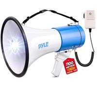Pyle Altavoz portátil Compacto PMP51LT con Linterna LED, Alarma de Volumen, Volumen Ajustable, megáfono Ligero de 50 vatios con micrófono Desmontable