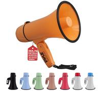 Pyle PMPRA213OR Lightweight and Portable Bullhorn Megaphone, Aux (3.5mm) Input for MP3/Music, Automatic Siren, 20-Watt, Mic/Talk (Orange), Unisex-Adult, Naranja, One Size