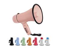 Pyle PMPRA213PK Lightweight and Portable Bullhorn Megaphone, Aux (3.5mm) Input for MP3/Music, Automatic Siren, 20-Watt, Mic/Talk (Pink), Unisex-Adult, One Size