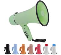 Pyle PMPRA213GR Lightweight and Portable Bullhorn Megaphone, Aux (3.5mm) Input for MP3/Music, Automatic Siren, 20-Watt, Mic/Talk (Green), Unisex-Adult, One Size