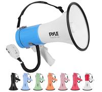 Pyle megafono, Altavoz, Portatil, 50V, Volumen ajustable, Sirena, Correa para el hombro, Entrada AUX, Compacto, Ideal para anuncios, Eventos, Deportes y mas