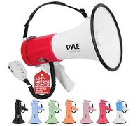 Pyle megafono, Altavoz, Portatil, 50V, Volumen ajustable, Sirena, Correa para el hombro, Entrada AUX, Compacto, Ideal para anuncios, Eventos, Deportes y mas