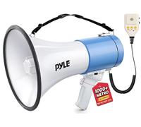 Pyle Megafono, Altavoz, Portatil, 50V, Volumen Ajustable, Sirena, Correa para el hombro, Entrada AUX, Compacto, Ideal para Anuncios, Eventos, Deportes y Mas