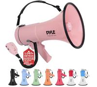 Pyle megafono, Altavoz, Portatil, 50V, Volumen ajustable, Sirena, Correa para el hombro, Entrada AUX, Compacto, Ideal para anuncios, Eventos, Deportes y mas