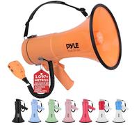 Pyle megafono, Altavoz, Portatil, 50V, Volumen ajustable, Sirena, Correa para el hombro, Entrada AUX, Compacto, Ideal para anuncios, Eventos, Deportes y mas