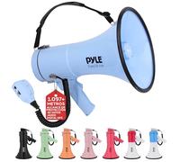 Pyle megafono, Altavoz, Portatil, 50V, Volumen ajustable, Sirena, Correa para el hombro, Entrada AUX, Compacto, Ideal para anuncios, Eventos, Deportes y mas